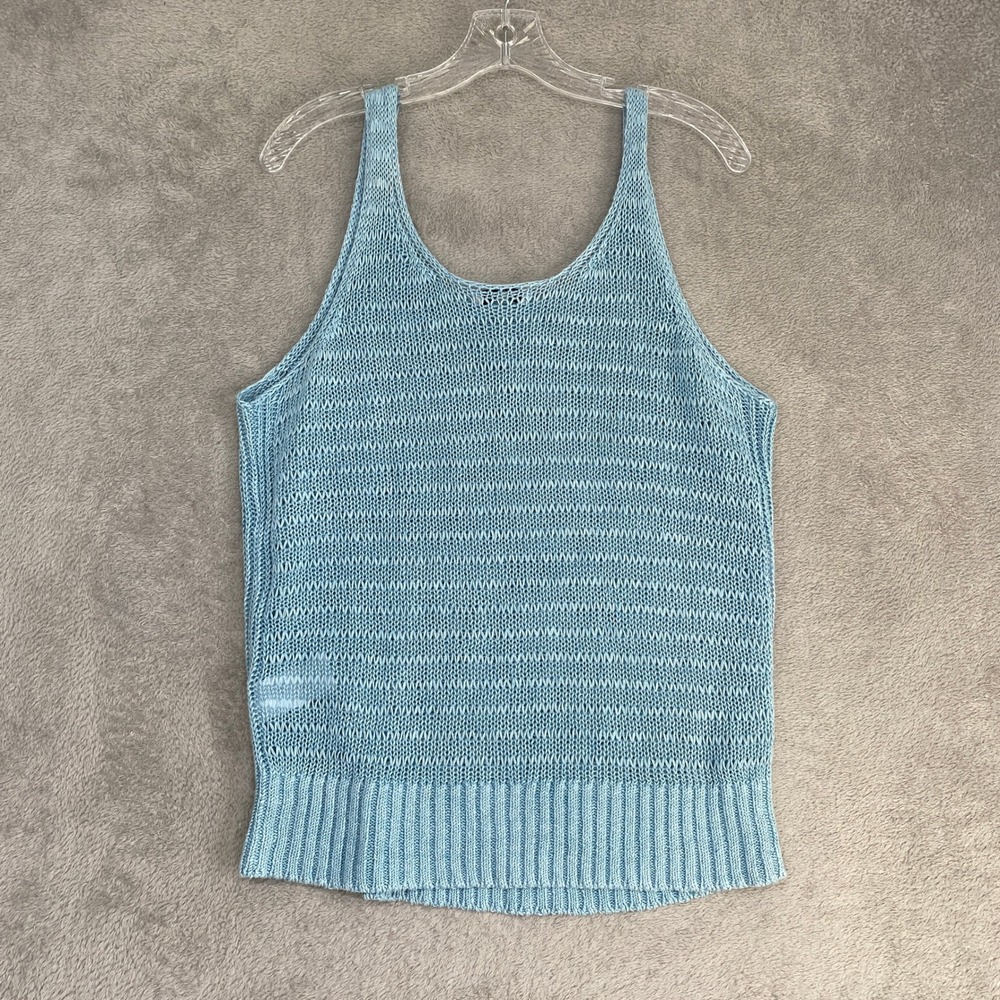 Madewell Sweater Womens Medium Blue Knit Tank Linen Blend Sleeveless NV241 - Picture 6 of 8